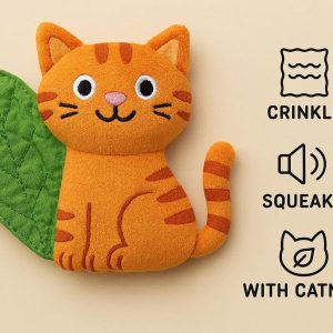 Crinkle Squeaky Plush Cat Toy with Catnip for Playful Kittens and Cats