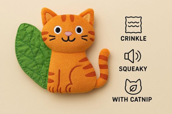 27 Crinkle Squeaky Plush Cat Toy with Catnip for Playful Kittens and Cats